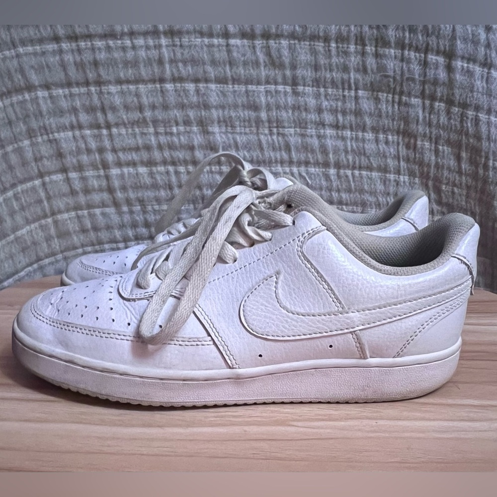 Nike White Leather Court Vision Low Sneakers